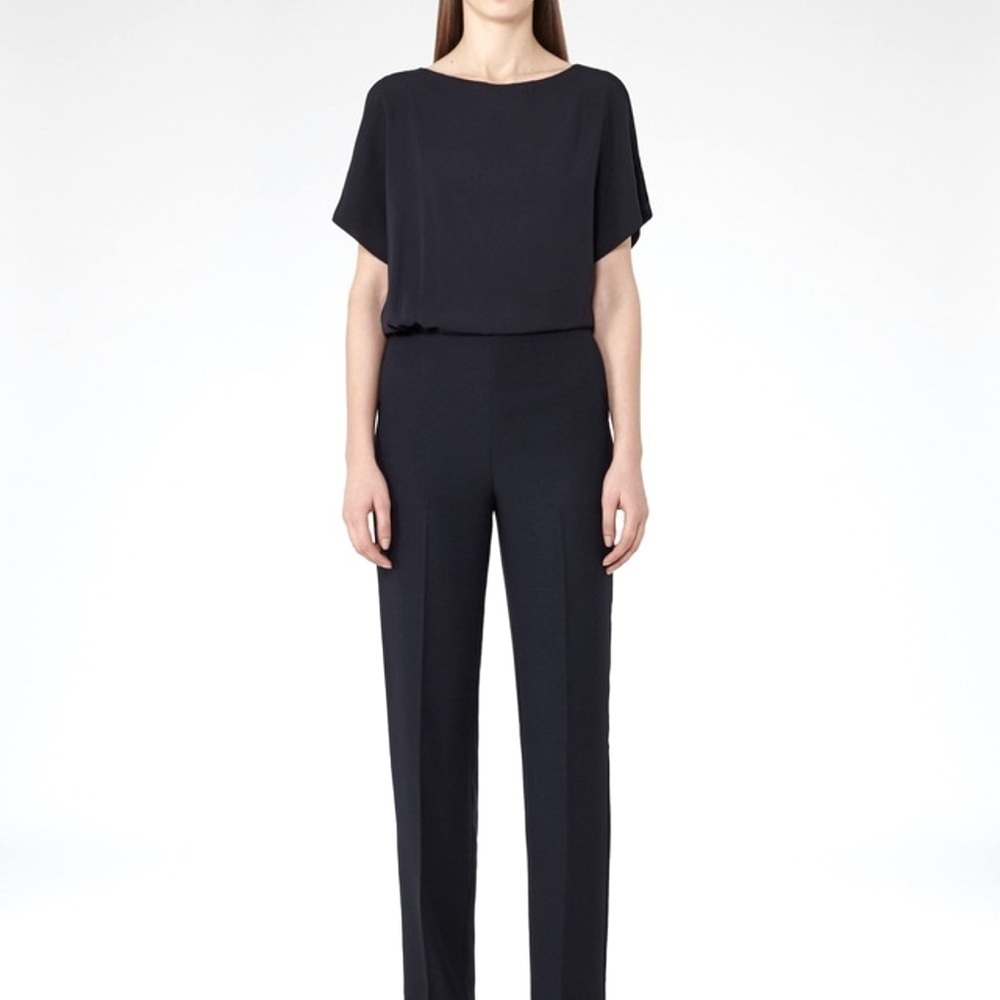 REISS Granger Open-Shoulder Jumpsuit black viscose size 4